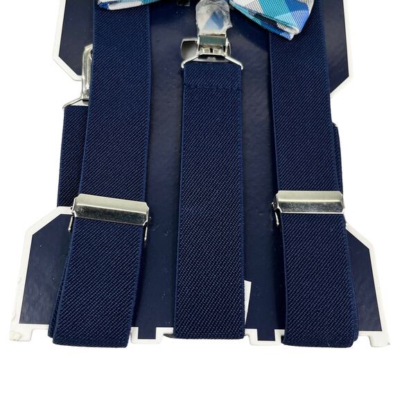Chaps Boys Bow Tie & Suspender Set Navy Gray New - Picture 3 of 10